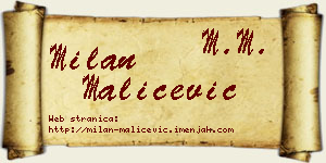 Milan Maličević vizit kartica